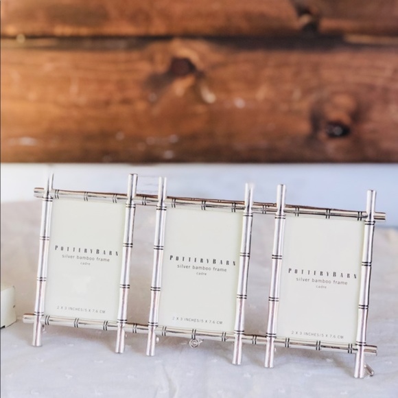 Pottery Barn Accents Pottery Barn Silver Bamboo Picture Frame Holds